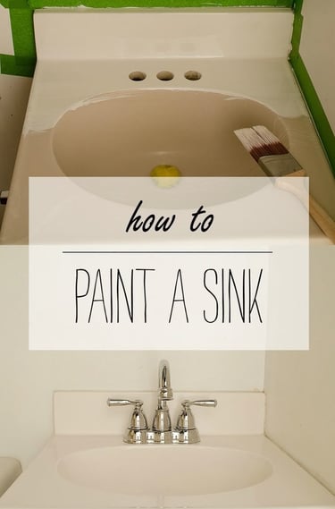 a sink with a green paint job on it and a white sink