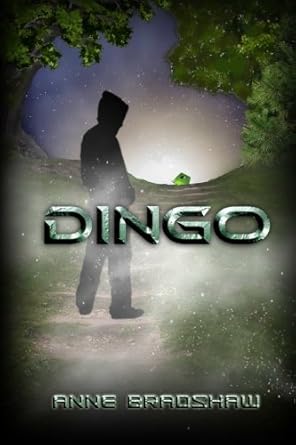 Dingo book cover in spooky green woods with a green gizmo.