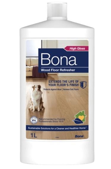 a bottle of bona wood floor cleaner