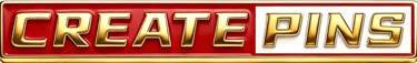 a red and gold pin pin badge with the word create pins