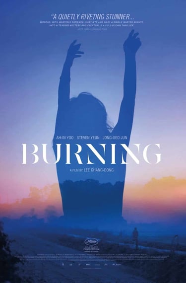Poster for Lee Chang-dong's 'Burning' screening hosted by Auckland International Film Club