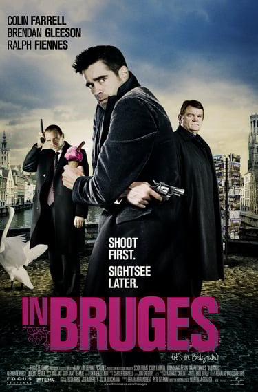 Poster for 'In Bruges' screening hosted by Auckland International Film Club.