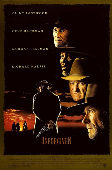 Poster for Clint Eastwood's 'Unforgiven' screening hosted by Auckland International Film Club.