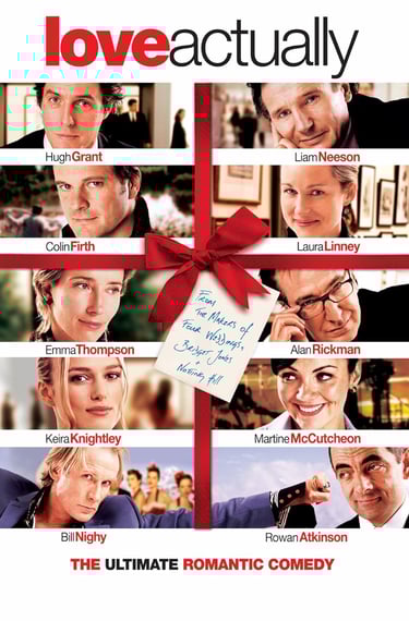 Poster for Richard Curtis's Love Actually screening hosted by Auckland International Film Club