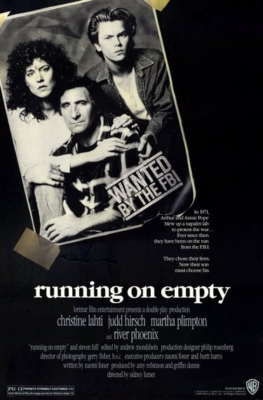 Poster for 'Running on Empty' screening hosted by Auckland International Film Club.