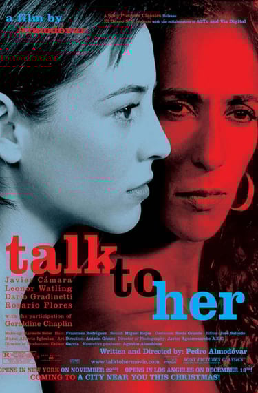 Poster for Pedro Almodóvar's Talk to Her screening hosted by Auckland International Film Club.