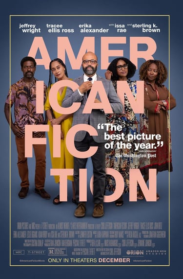 Poster for 'American Fiction' screening hosted by Auckland International Film Club.