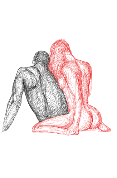 nude couple drawing. sexy couple poster. by nuditat