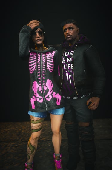 a man and woman in a skeleton skeleton skeleton headdress