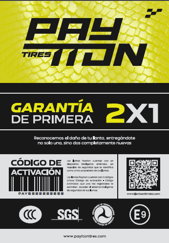 Etiqueta de código de activación del Security System de Paytton Tires para registrar llantas de moto