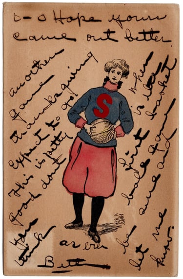 College girl Postcard S Basketball Team Antique