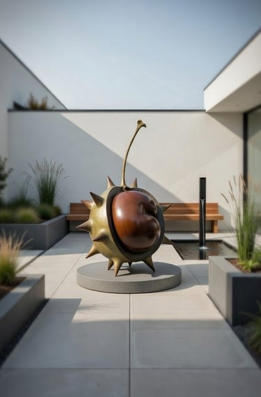 Giant Bronze Commission Sculpture Of Horse Chestnut Conker By Mark Richard Hall