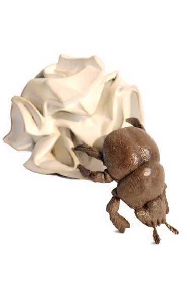 Bronze Tabletop sculpture Of Dung Beetle By Mark Richard Hall