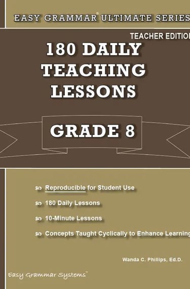 Book cover of 180 Daily Teaching Lessons Grade 8 by Wanda C. Phillips, Ed. D.
