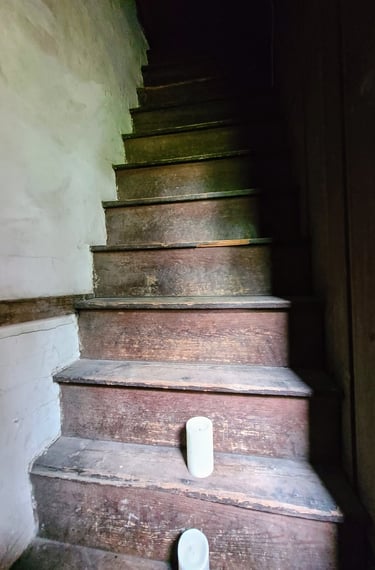 Knoxville, TN Travel - super skinny stairs to the attic at historic Ramsey House
