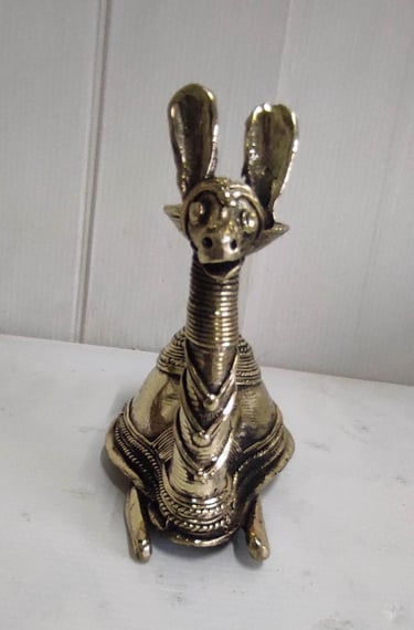 "Designer brass camel with handcrafted lamp bowl on back, tribal art-for global markets"