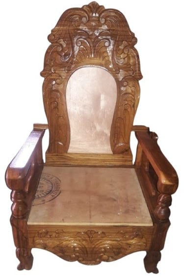 Solid Teak Royal Chair with Ornate Carving and Regal Finish