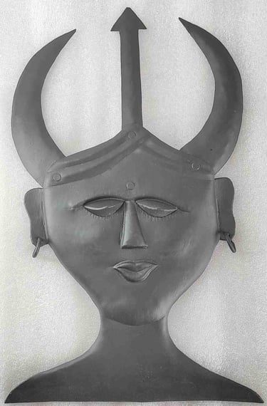 "Handmade iron warrior-style tribal mask–ethnic wall decor-For international dispatch"