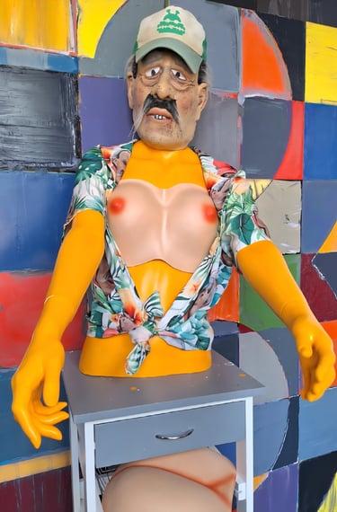 Schilder Henk Tieten met pet