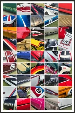 Composite photograph of car stripes