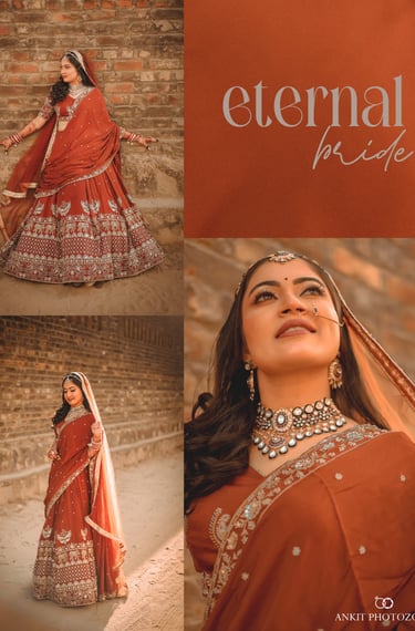 Eternal bridal look featuring luxury HD makeup and hairstyle in Gotri, Vadodara.