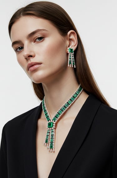 Beautiful green stone diamond necklace