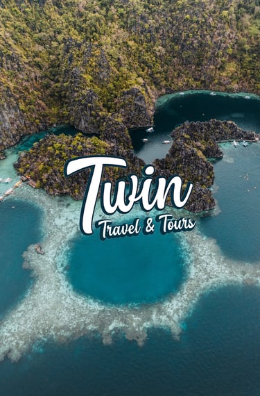 a drone photo of the Twin Lagoon in the Philippines