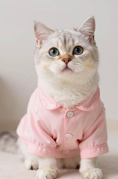 Gatita con pijama color rosa