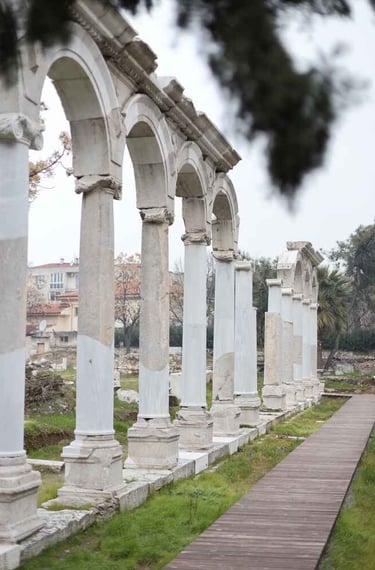 White stone pillars of Thyatira in Turkey