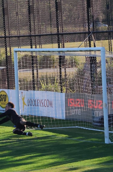 Keeper Daniel Solsky saves a penalty away to Western Sydney Wanderers
