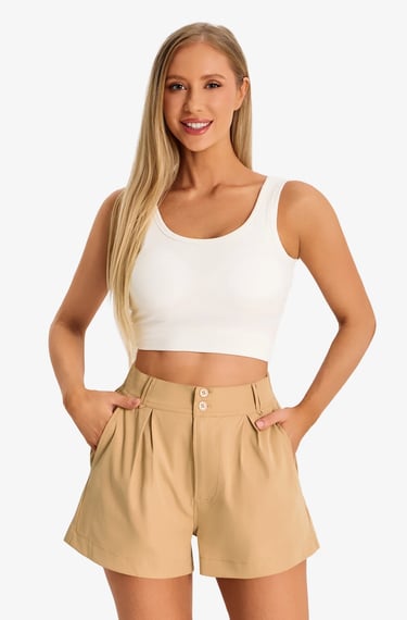 Women's khaki high waist shorts