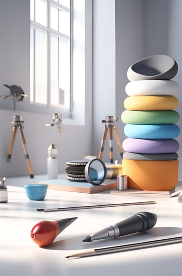 a stack of colorful colored pencils and pens on a table