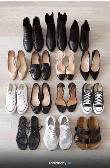 a bunch of shoes and shoes are on the floor