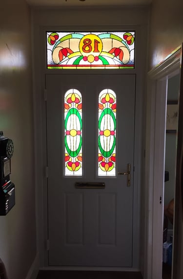 bespoke glass inside a composite front door