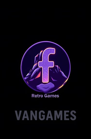 the logo of facebook, inscription retro games, vangames