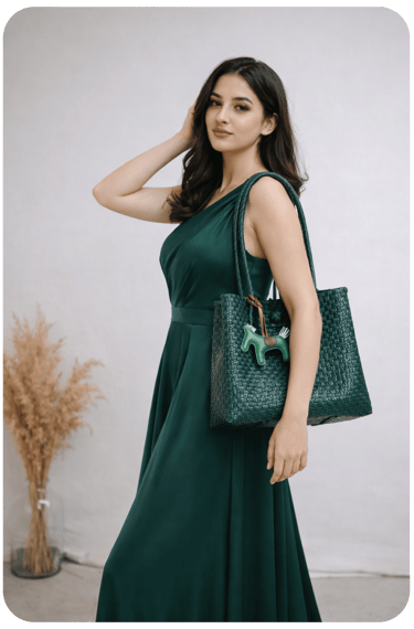 Green Jali Jali handmade woven recycled plastic tote bag eco friendly Craftvitas Indonesia