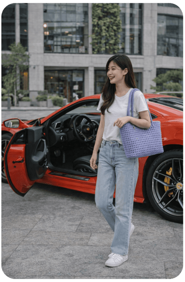 Purple handwoven recycled plastic tote bag Craftvitas Indonesia lightweight eco friendly handbag