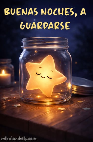 Pequeña estrella animada guardándose dentro de un frasco de vidrio bajo un cielo nocturno