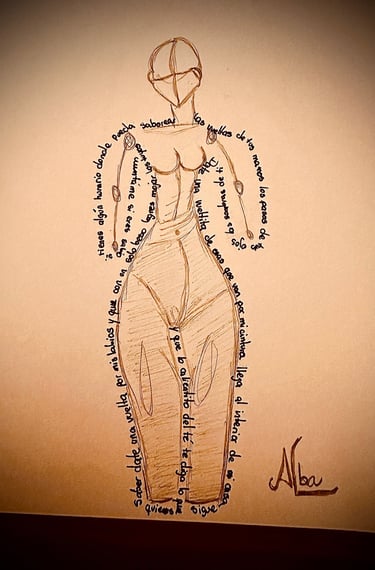 drawing of a woman's body