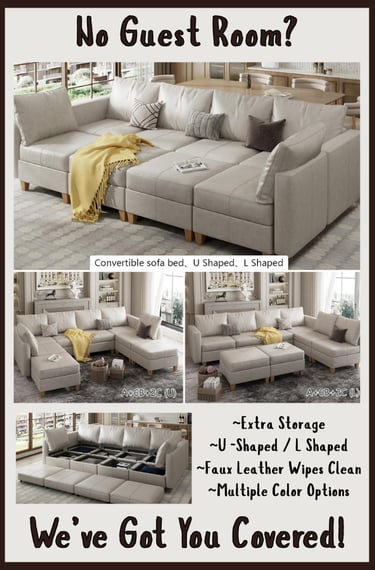 Ease Moose Modular Sectional Sofa Sleeper Couch with Storage