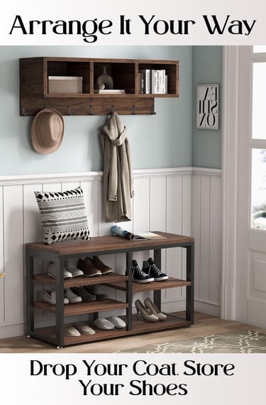 Entry Wall Coat Rack and Shoe Storage Bench