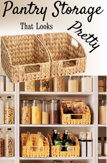 Wicker Storage Bins with Open Fronts Pantry Closet