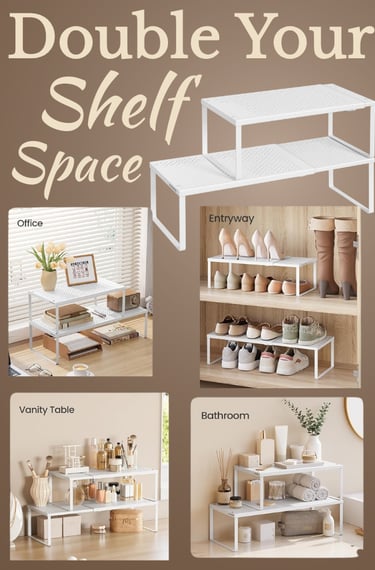 Shelf Risers for Kitchen Office Bathroom and Shoes