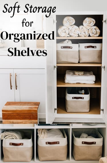 Linen Closet Organizer Cloth Baskets Set of 3