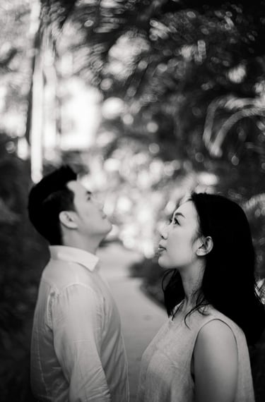 Black and white intimate proposal couple portrait at Sofitel Nusa Dua Bali