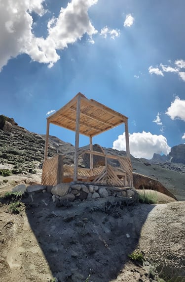 Wooden huts on marsur rock trek