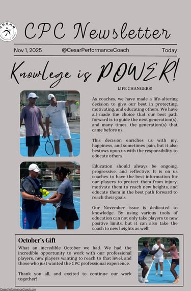 Cesar Performance Coach Newsletter