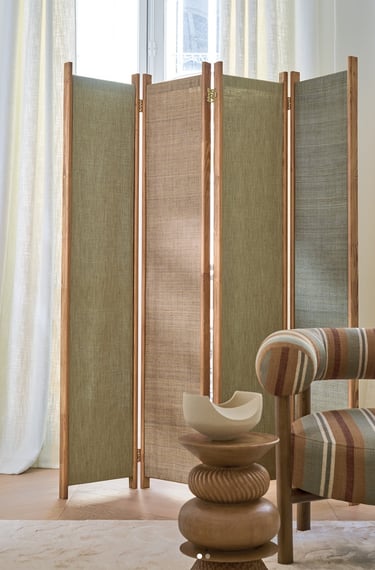 paravent habillé d'un tissu Casamance