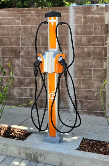 Commercial ChargePoint dual-port EV charging station installation in El Segundo, California.