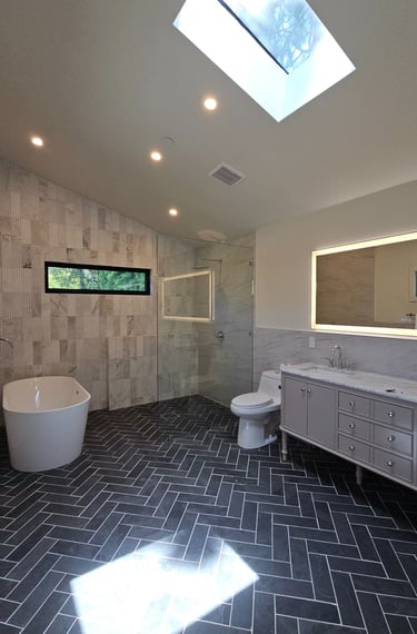 Electrical installation for lighting and power in a remodeled bathroom